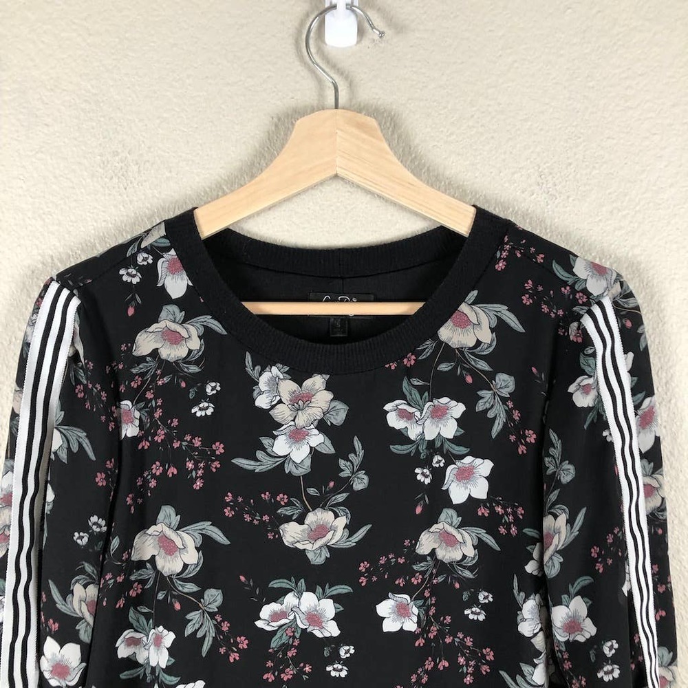 Love Reign Dress Black Floral Contrast Racer Stripes‎ Knee Length Size Small - Picture 3 of 16